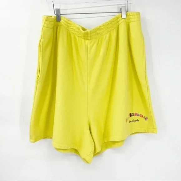 Daydreamer Ransom Note Hi-Frequency BF Boyfriend Sweat Shorts in Citron Yellow - Picture 6 of 8